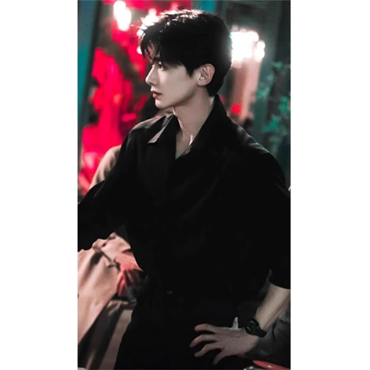 Lipu Bai Jingting El mismo traje de camisa de manga larga para hombres de la camisa negra de Sangyan Sangyan con chaqueta de estilo británico CY03 Negro [actualización de tela] XL recomendado (120-135Jin [Jin iguala 0.5 kg])