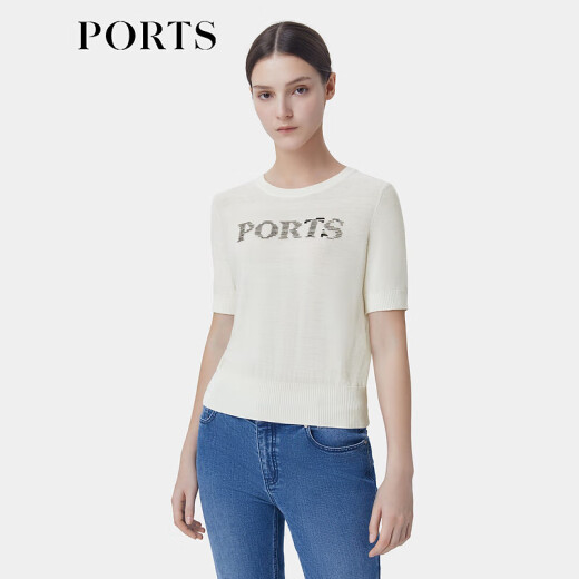 Ports Women's Clothing 2023 Sweater de manga larga de primavera y verano LP9K719SKT021 Milk White S