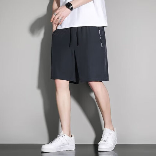 柯菲沃短裤男士夏季潮牌薄款冰丝速干休闲运动裤宽松透气健身五分 佰-K723黑色（冰丝凉爽短裤） L （建议体重100-110斤）
