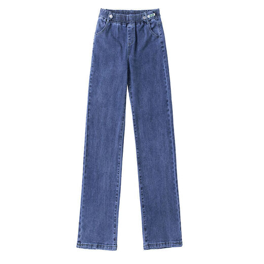 Paijisha jeans for women in spring and summer high waist loose straight-leg women's pants 2025 new wide-leg pants to make them look slim and versatile long pants 7027# light color [elastic] M 96-106Jin[Jin equals 0.5 kg]