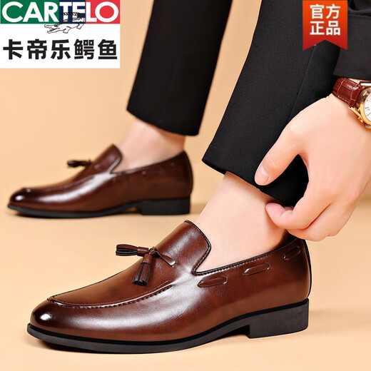 Cartelo Crocodile (Cartelo) Matter Anzug Herrenlederschuhe für Männer mit flacher Lösung für formelle Kleidung für Jugendspitze.