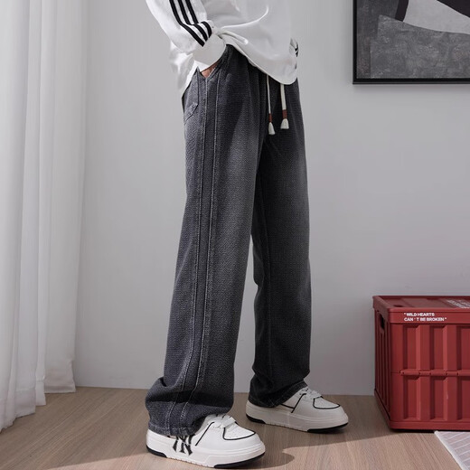 真维斯（Jeanswest）Jeanswest/真维斯星空纹牛仔裤男士春秋新款潮牌复古直筒宽松长裤 zgx-9854复古蓝加绒 均码 m