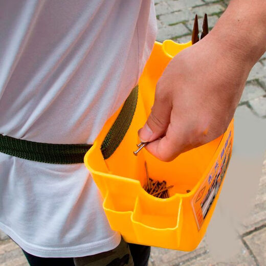 Vinoa plastic woodworking nail box construction site nail bucket waist bag portable tool box double compartment multi-function thickened nail pocket waist box thickened and enlarged single compartment + belt red 1 pack