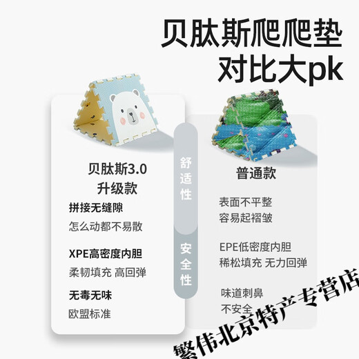 贝肽斯拼接爬爬垫加厚家用宝宝地垫爬行垫早教垫子防摔垫 奇妙丛林(6片)10个边条 58*58*2cm/片 双面图案