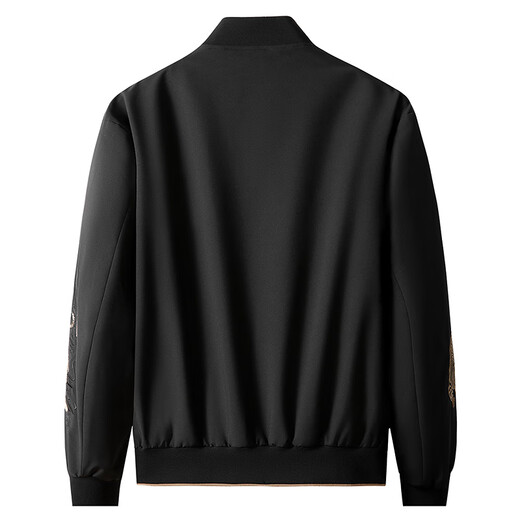 Dances with Wolves Tiger Logo Embroidery Men's Baseball Collar Jacket Easy Care and Versatile Jacket 001 Black L(175)