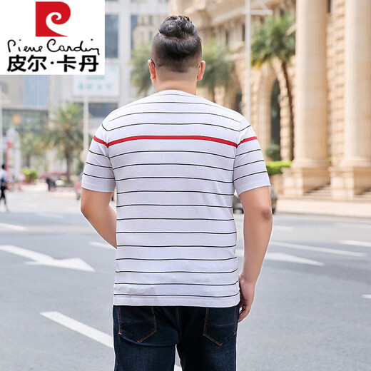 
Pier Cardin high-end ice silk short-sleeved T-shirt for men fat men's large size round neck plus fat plus loose loose casual men's half-sleeved T-shirt top white 9209 4XL