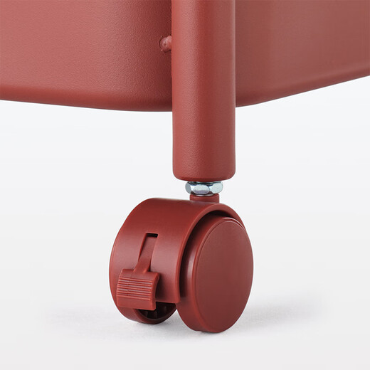 MUJI Steel Tube Trolley Rack Storage Rack Organizing Storage Rack Kitchen Bathroom Modern Simple Dark Red