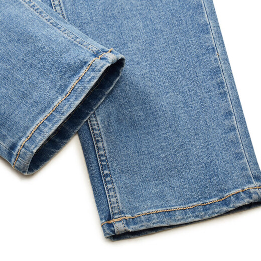 
Jiumuwang [same style in the mall] Men's jeans men with mulberry silk 2025 autumn and summer new cotton trousers JX slim fit version + light blue + JJ1EV15122 30 size 170/74A (2.28) 76cm