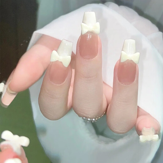 Mengxilan Wear Nagelkunst fertige Gelee Kleber kurzer Nagelfleck abtrennbarer gefälschter Nagelfleck BY1047# Kristallpurpur Butterfly Wearable Tool Kit Kit