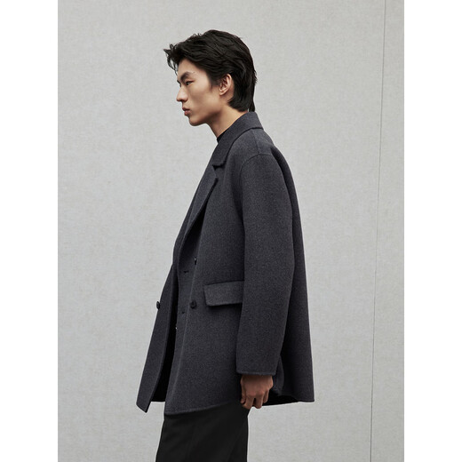 GXG男装  灰色商务通勤短款纯色西装短款羊毛外套男 24冬季新品 灰色 L