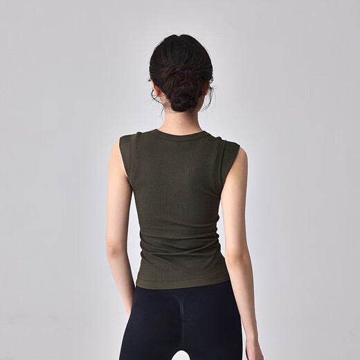 LULULMCCTN Sports Vest Women's Shockproof Running All-in-One Pilates Professional Training Sleeveless Sports Top Brown L