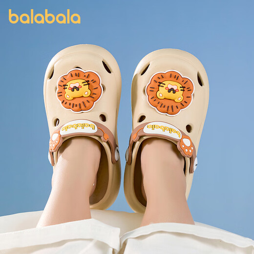 Balabala baby sandals summer cute cartoon home hole shoes for boys and girls bag head non-slip wearing children's beach shoes