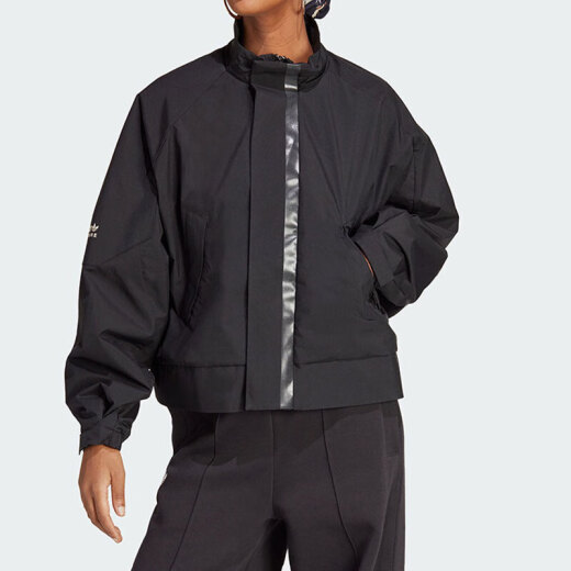 Adidas Clover Jacket Women's 2025 Summer New Fitness Sportswear Windproof Casual Standing Collar Jacket IB7374 IB7374 Black S