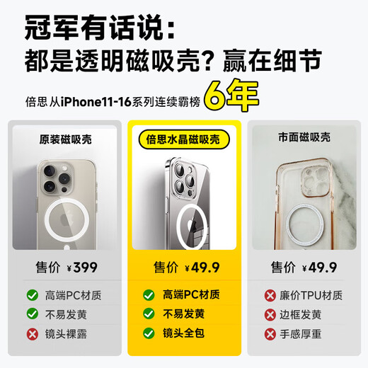 Beisi [really not yellowing 丨ice-transmissive heat dissipation] suitable for iPhone 16pro mobile phone case Apple 16pro protective case Magsafe magnetic charging ultra-thin anti-fall lens full package