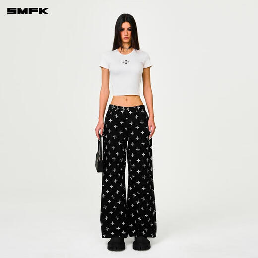 SMFK Cross Classic Wide-Leg Jeans rétro Retro lâche décontracté et polyvalent Xu Jingyun même style PD005BJ / BG / LG / CW Black Garden M