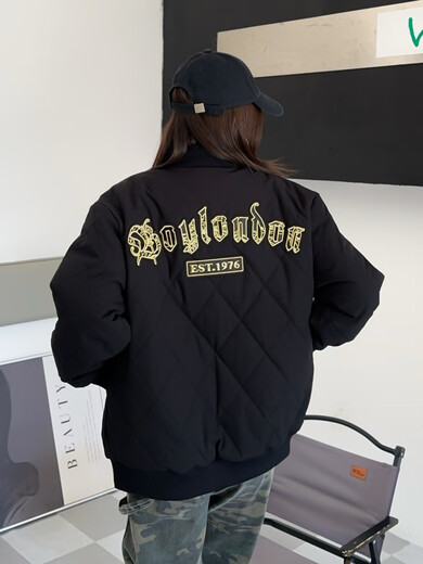 BOY BOY BOYBOY trendy brand boy winter new cotton clothing Gothic letter embroidery loose baseball uniform jacket for men and women couple S 90-120Jin Jin is equal to 0.5 kg