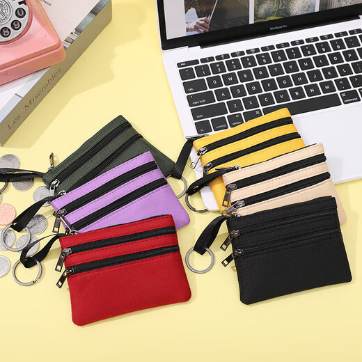 Jiemo Coin Brieftasche Frauen Leinwand Hand halten kleine Tasche Student Short Mini Wallet Card Bag Männer Reißverschluss Schlüsselmünze Militärgrün