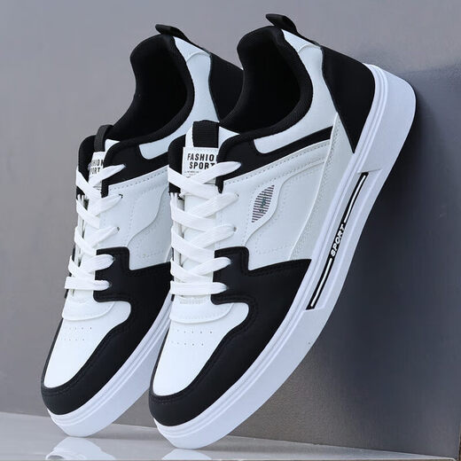 Duchamp Heath Chaussures masculines 2025 Nouveau automne sport en cuir et chaussures de planche décontractées pour hommes polyvalents à tendance petite chaussure à tendance blanche Chaussures étudiantes blanc noir 9910 [k] 42