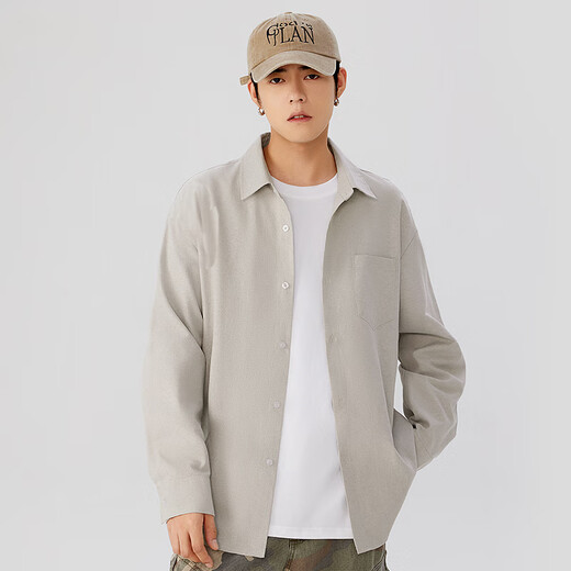 MINISO college-style white shirt men's long-sleeved formal wear thin high-end shirt layered with suit as base layer spring and autumn style Oxford long-sleeved white M /170 (same style for men and women)