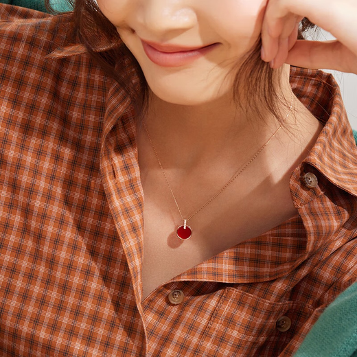 Senyong Yueji Series 18K Gold Necklace White Fritillary Carnelian AG857-858 AG858-Xiaofang Brand AG858-Xiaofang Brand