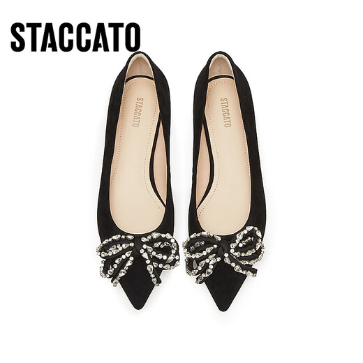 Sijiatu 2025 Nouveau Velvet Dream Elegant Commutant chaussures plates chaussures simples bouche bouche chaussures de femme 9a962aq5 noire noire 36