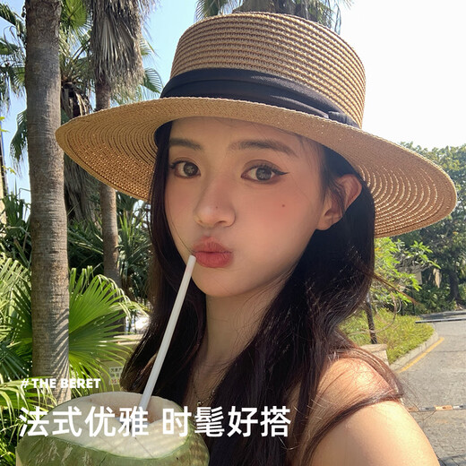 Meman straw hat for women summer big head sun hat for women fashion sun protection hat for women straw woven flat sun hat foldable
