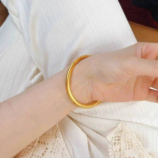 AYD Old Phoenix Gold Store Style Curly Grass Pattern Bracelet D Fu Same Style Ancient Method Inherited 999 Pure Gold Pure Silver Gold-Inlaid Silver Bracelet Plain Curly Grass Pattern Bracelet