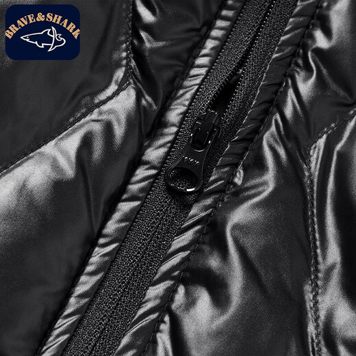BRAVE&SHARK Men's Lightweight Down Jacket Fashionable Shiny Short Down Jacket Winter New Warm Jacket Black L (175) Recommended 120-140Jin Jin equals 0.5 kg