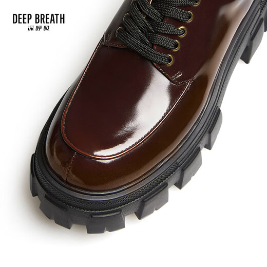 
DEEP BREATH Deep Breath Women's Shoes Cowhide Thick Sole Low Top Strap Gentleman Single Shoes Women's AX13066 Brown 38