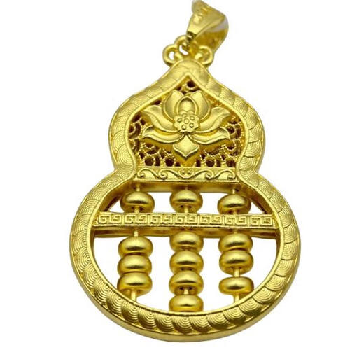 Kuang Yi Gold Gold Silver Rotating Fulu Gourd Pendant for Men and Women 999 Pure Gold Foot Hollow Ancient Method Pendant for Lover Gourd Abacus Pendant 22g
