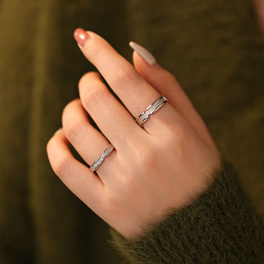 Pt950 platinum perfect match ring couple light luxury niche design closed ring men and women wedding ring pair light luxury style perfect match female ring