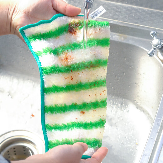 MIAOJIE bamboo fiber dishcloth 3 pieces non-stick oil double-layer thickened dishcloth towel kitchen rag 3 pieces bamboo net oil removal rag * 1 pack