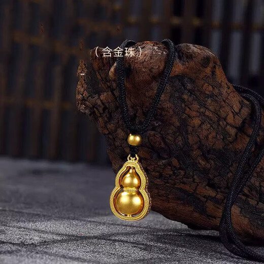 GRAYCEWODY Old Phoenix 999 Gold Classic Gourd Pendant Necklace Ancient Method Transfer Beads Clavicle Chain Full of Fortune Gifts Gourd Pendant Necklace Old Phoenix Gold Store Model