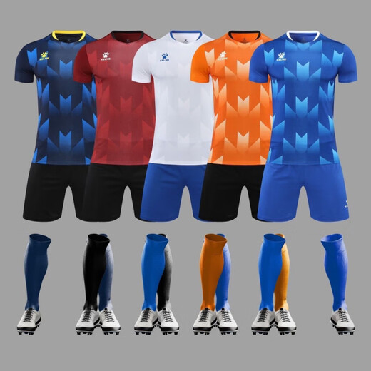 Kelme Fußballanzug Herren- und Frauenwettbewerbstraining Kurzärmeler-Trikots für Erwachsene, die schnell trockene Drucksportuniformen 003 Blau anpassen.