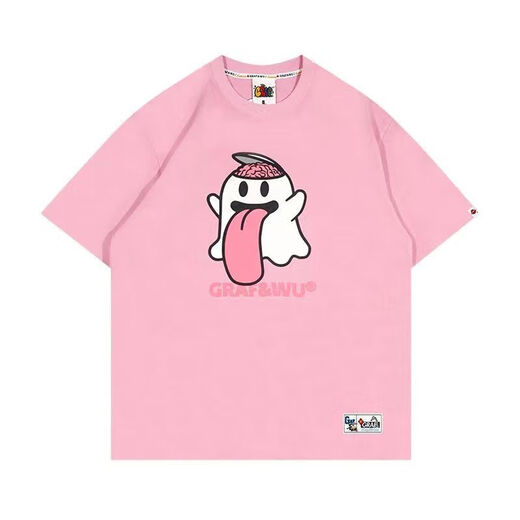 Fadenjue GRAF original brand BooGhost Cute Ghost 2.0 Earth Apple Orange Various Street Loose T-shirt Short Sleeve Blue Angel 832# S
