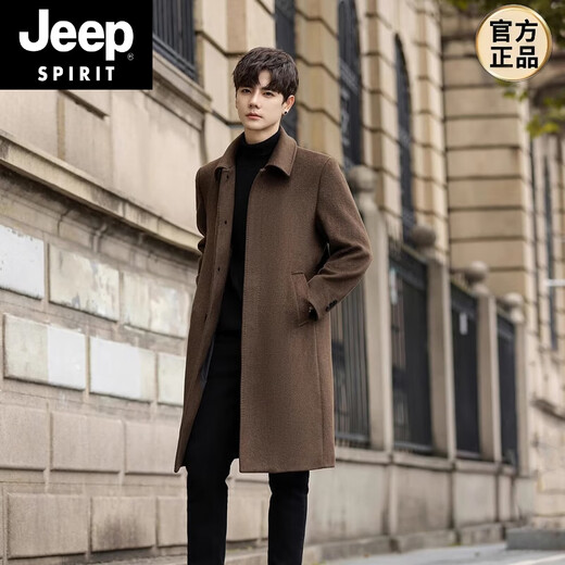 Jeep Spirit Мужская шерстяная шерстяная шерсть 2025 зима плюс флисовая двойная шерстяная куртка Men x908-1 Deep Khaki [флис] Утолщенный M [90-110Jin [Jin равно 0,5 кг]]]