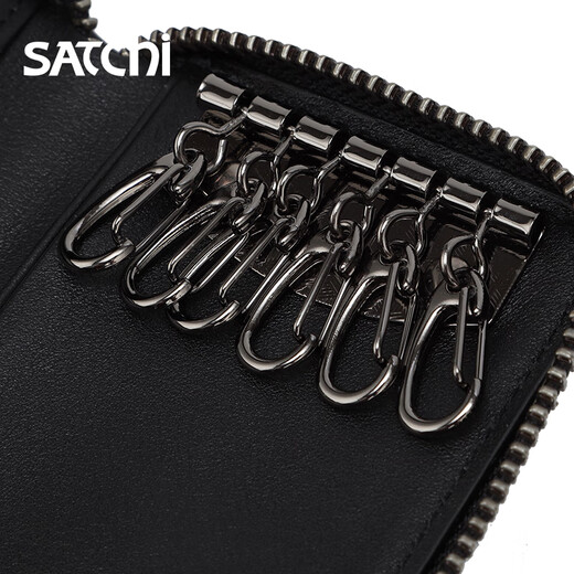 Satchi (Satchi) Bolsa para hombres Genuine Leather Fashion Card Bolet Bolsa de monedas Simple First First Cow Wide Bag Capacidad Bag de la llave para hombres [Negro] Satchi agrega compra y disfruta de la entrega de prioridad