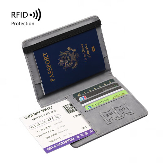 Cross-border RFID anti-theft brushing pu passport bag multi-purpose passport protection case certificate bag travel passport card bag brown