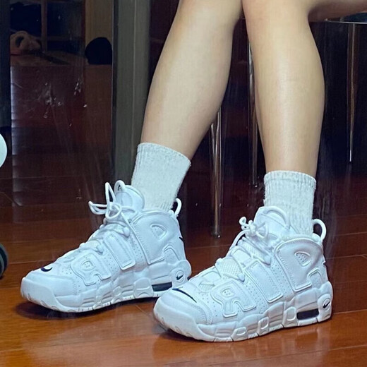 Nike (NIKE) offizielle Damenschuhe Pippen Big Air schwarz und weiß trendige Retro-Sportschuhe Basketballschuhe DH9719-100 weiß/kleiner blauer Haken 37,5