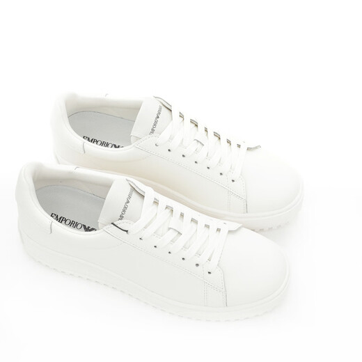 ARMANI/Armani EA Men's fashionable and versatile white shoes low top genuine leather casual shoes X4X690 XF846 Black 2 42.5