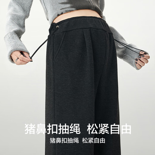 Miduli maternity pants winter outer wear wide-leg pants plus velvet belly straight casual pants maternity wear winter dark floral gray L