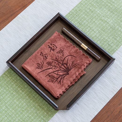 Jin Lanyu's new retro tea set accessories household tea box and tea knife three-piece set three-in-one universal tea tray tea box walnut large box + tea knife