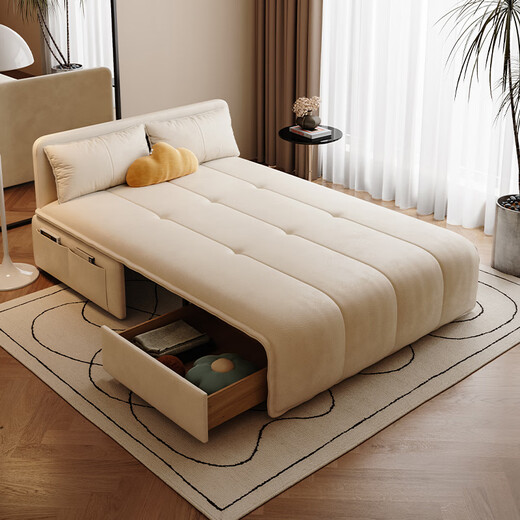 Chaogeshu Smart Electric Multifunktion Sofa Bett Balkon kleine Wohnung Wohnzimmerstudie Klappt Teleskope Dual-Purple-Einzelbett Außendurchmesser 1,1 Meter [Smart Electric + Storage] S-Dicked Leder [Wirbelsäulenschützer kokosnussbrauner Stil]