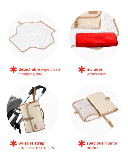 Skip Hop Portable Baby Diaper Pad Pronto Points Swirl Beige