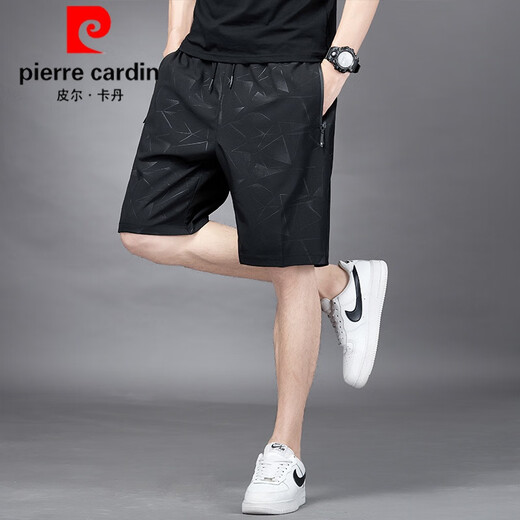 皮尔卡丹（pierre cardin）2025新款五分裤男士夏季冰丝薄款速干透气休闲宽松加大码运动短裤 7029黑色 4XL 180-195斤