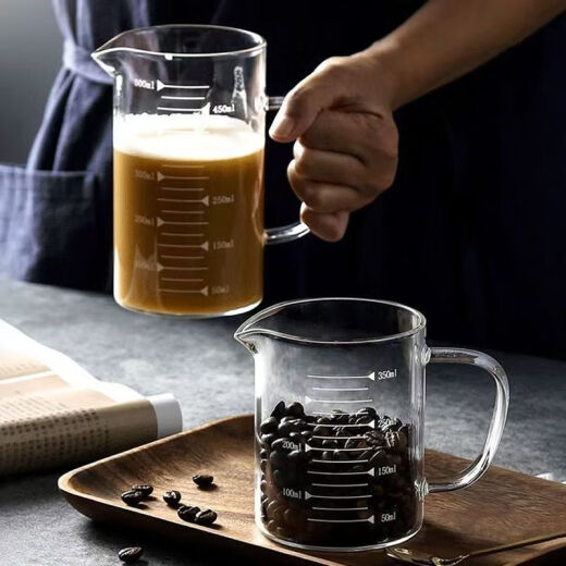 Actualización en espesor de fantasía de medición de vaso de vidrio resistente a alta temperatura con manejo de la explosión Borosilicate Borosilicate Peak Glass Copa de medición de la mejora de medición de la taza de medición de 1050 ml