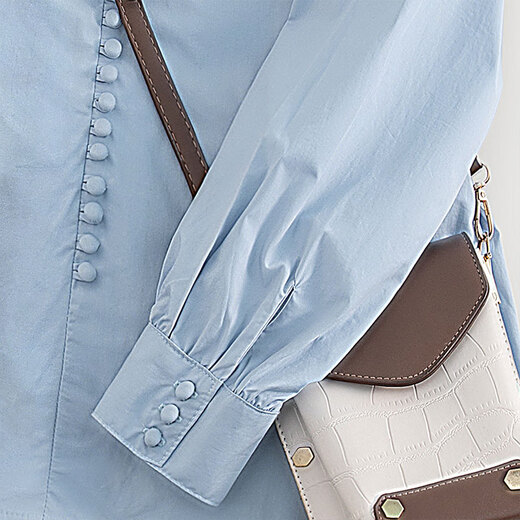 
Sichuanhe casual style shirt 2025 autumn new women's simple round neck single-breasted loose top