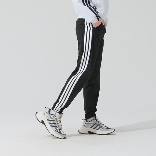 阿迪达斯 （adidas）女子梭织运动套装 2025夏季新款快干健身训练服潮流时尚休闲衣裤 黑色防风衣外套+长裤/两件套 XS