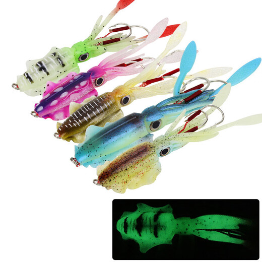 OEMG Cebo de pulpo de plomo con cebo de calamar de doble gancho 15 cm60g Barco de pesca en mar Bait de pesca simulada cebo falso de aguas suaves A1047# plomo 15 cm Cebo de pulpo