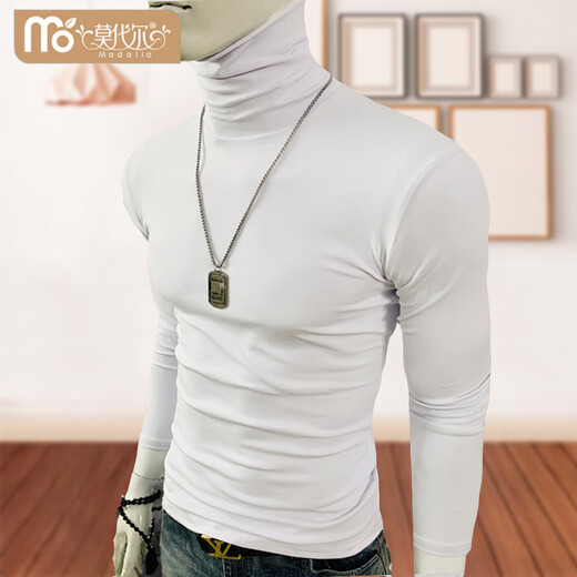 Modal autumn and winter turtleneck bottoming shirt men's slim stretch long-sleeved T-shirt casual warm bottoming shirt clothes winter T-shirt black (lining) plus velvet L 100 or so to wear
